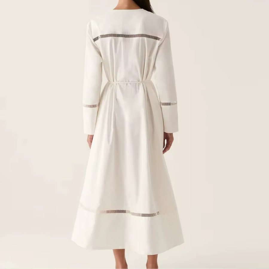 Cotton V-Neck Midi Dress