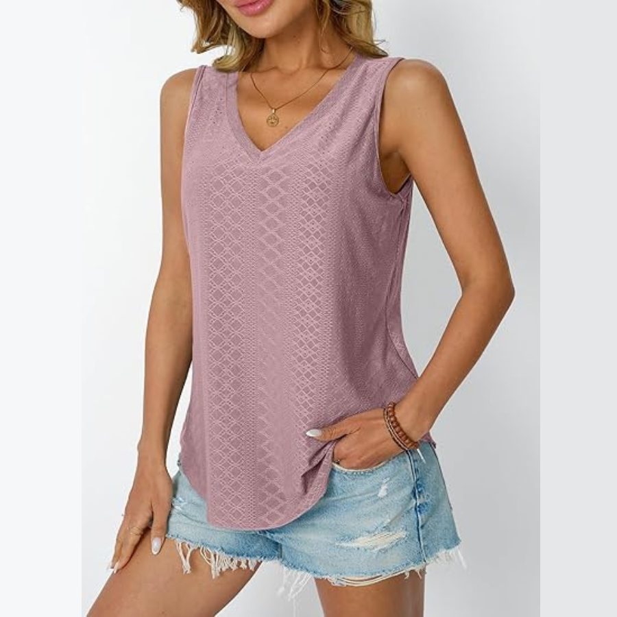 Embroidered V-Neck Tank Top