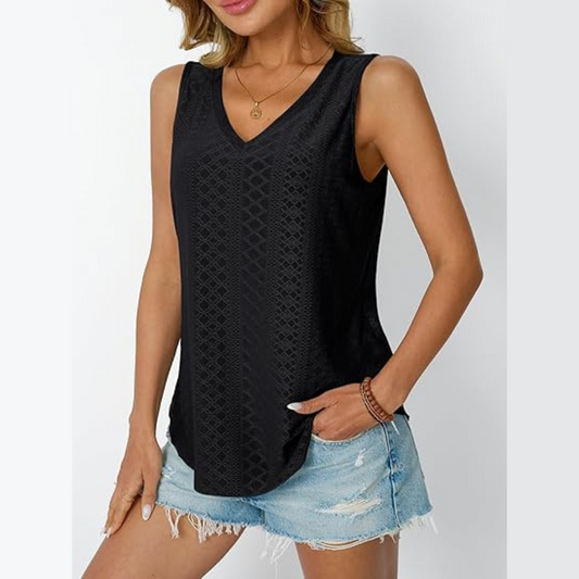Embroidered V-Neck Tank Top